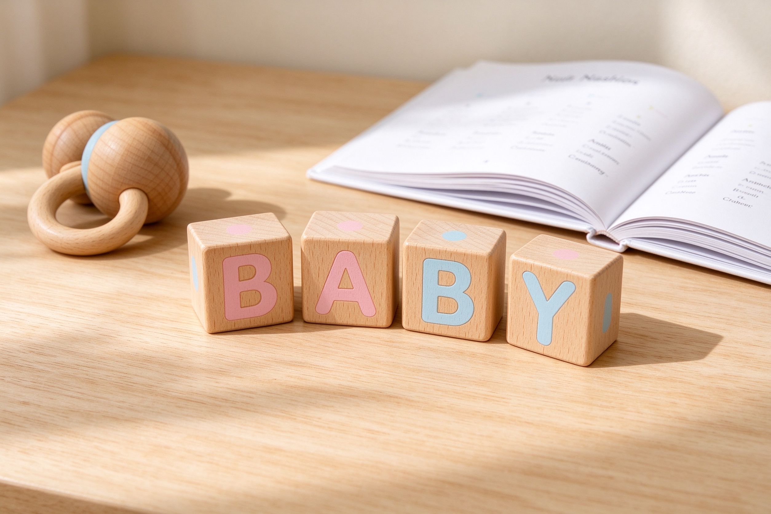 Wooden alphabet blocks spelling BABY