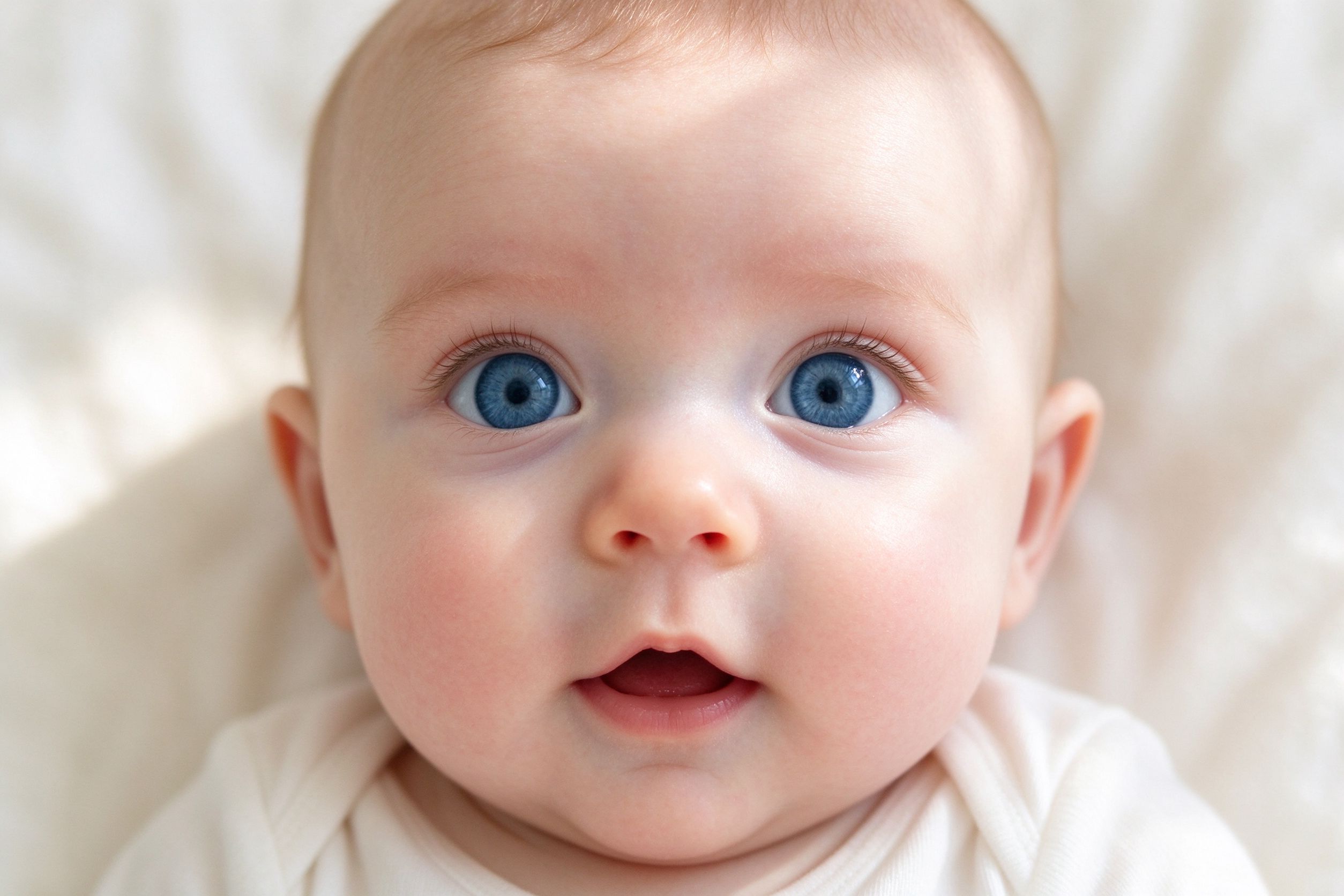 Baby with bright blue eyes