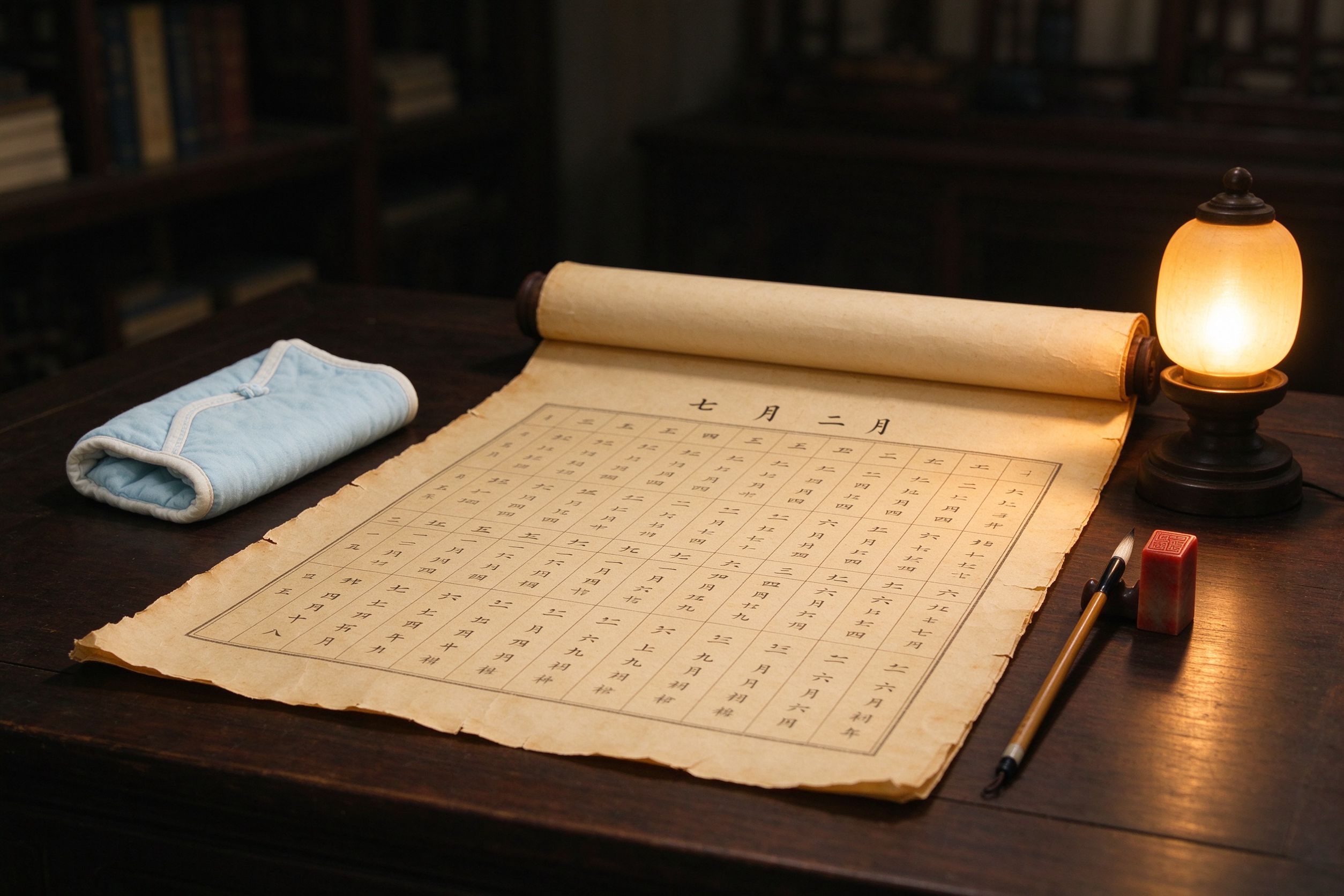Traditional Chinese lunar calendar scroll