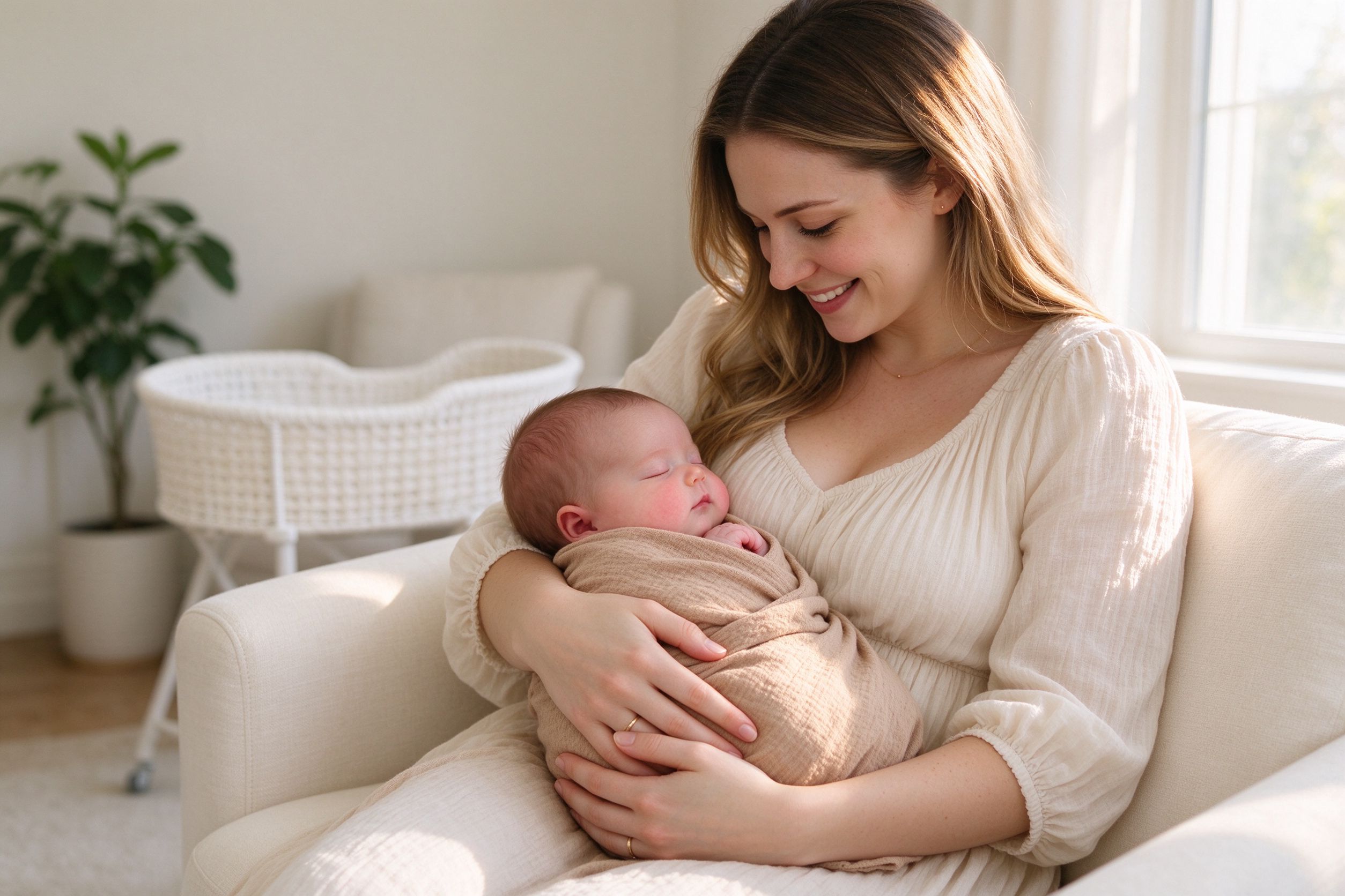 Mother holding her newborn