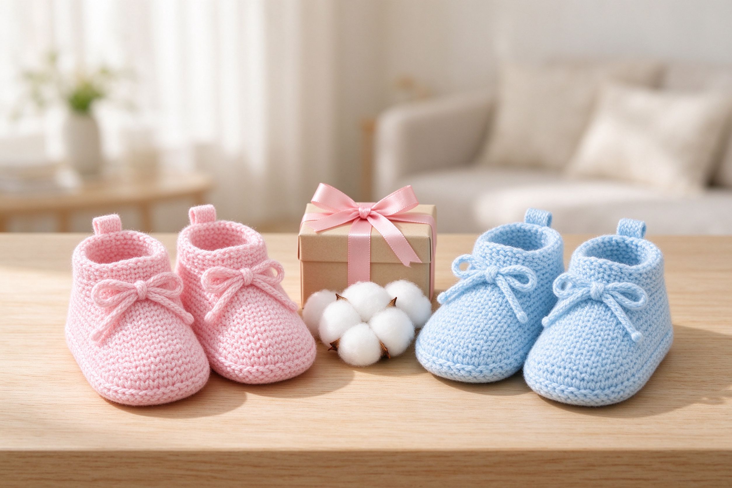 Pink and blue booties